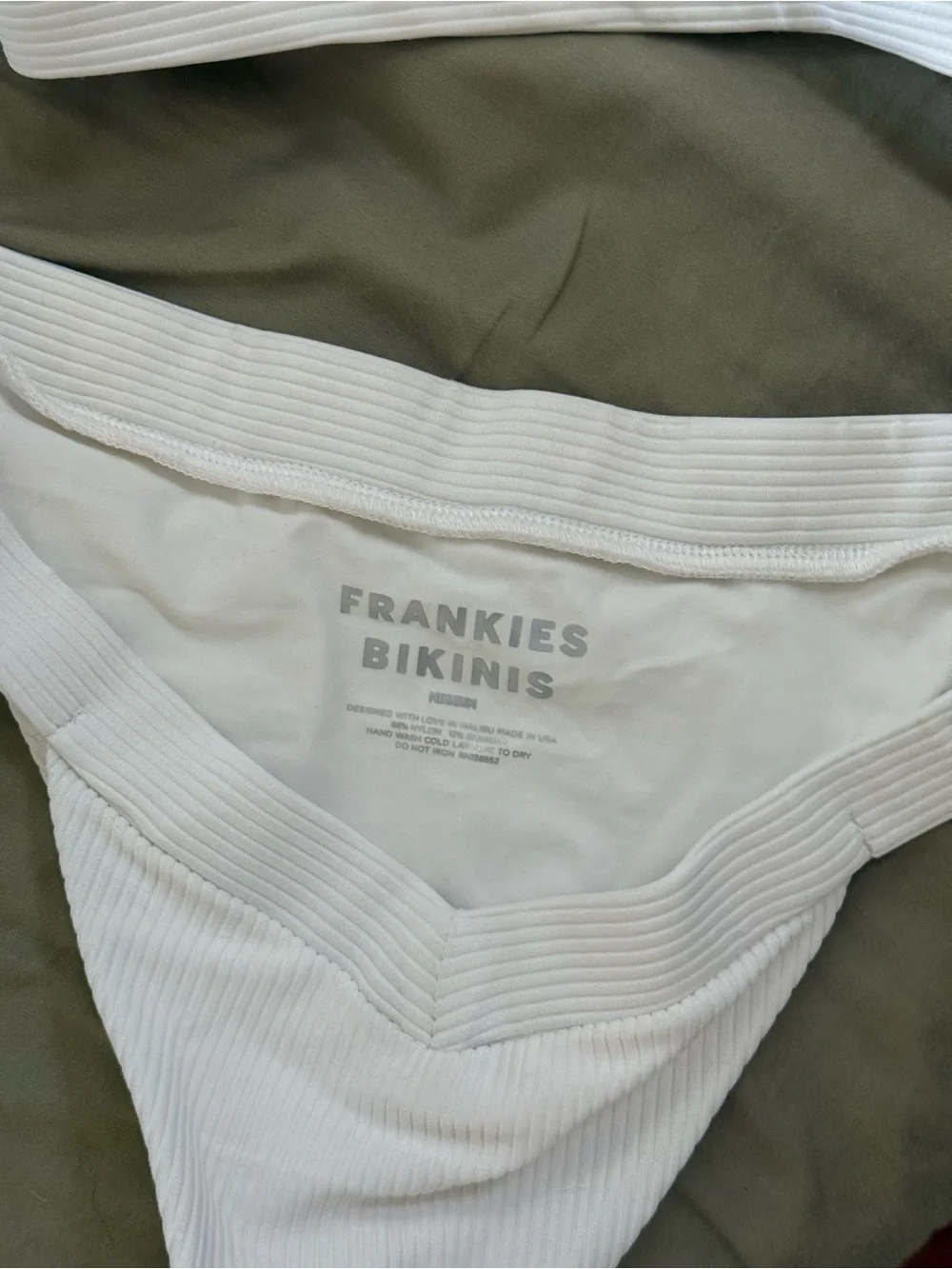 Frankie’s bikinis White Ribbed Triangle Bikini Set